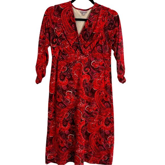 J. Jill‎ Paisley Knit Jersey Dress Size X-Small XS EUC - Picture 1 of 8